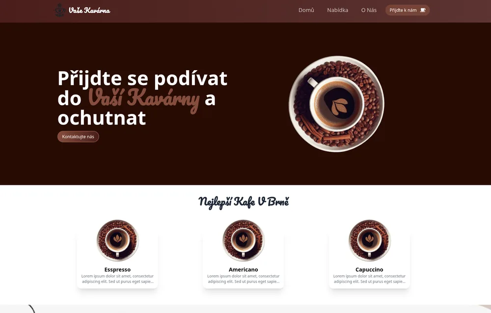 Moderní webová prezentace kavárny Café Demo
